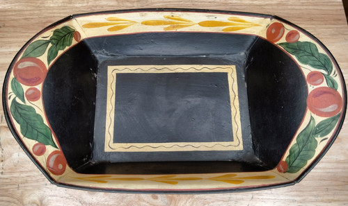 Antique black toleware tray - antique,